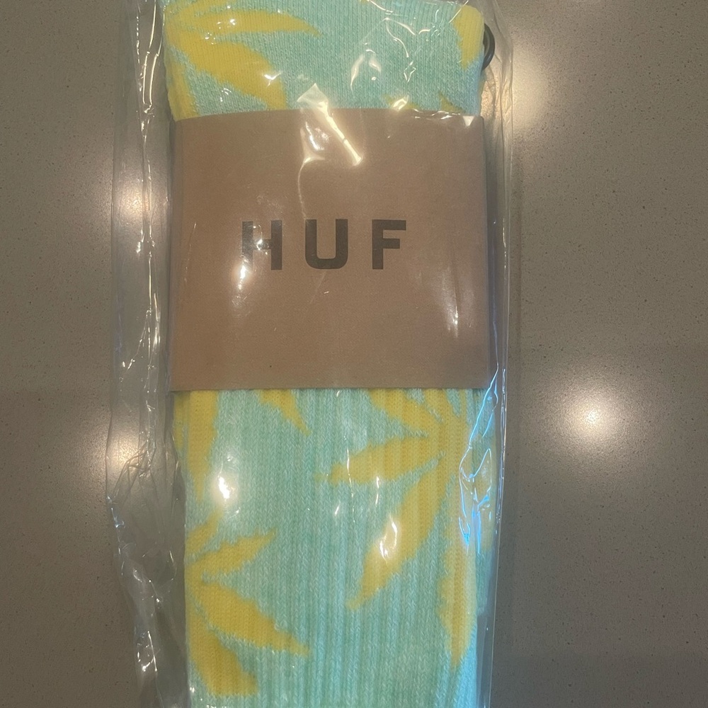 HUF Green and Yellow Plant Life Socks with Ribbed Texture